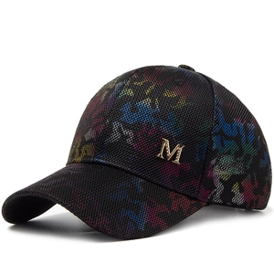 Women Baseball Cap Fashion Breathable Mesh Colorful Graffiti Print Sunshade Hat With Rhinestone Metal M Letter Decor