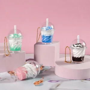 Porte-Clés Tasse Thé Au Lait Simulation PVC Miniature Glace Boisson Pendentif Sac Charme Cadeau Mignon Filles