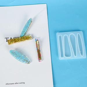 Molde de silicona DIY para pinzas de resina epoxi con acabados de purpurina brillante