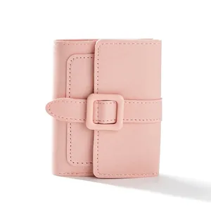 Rosa minimalistische Damen Geldbörse aus Kunstleder mit elegantem Metallschnallen-Verschluss