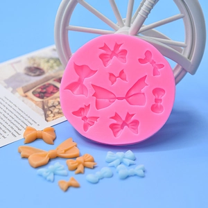 Bow Knot Silicone Mold Fondant Cake Decorating Tool DIY Chocolate Handmade Soap Pink Multiple Designs Flexible