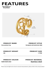 Macro detail of adjustable gold-plated stainless steel triple-layer chain ring structure