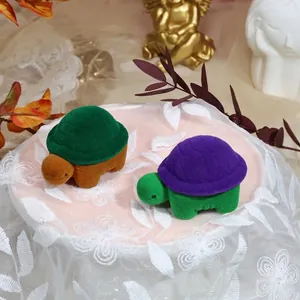 Cute turtle-shaped velvet jewelry box set for rings and earrings gift packaging
