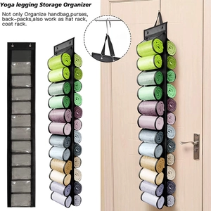 Organisateur Suspendu Double Face En Tissu Non Tissé Poches PVC Pour Pantalon De Yoga Leggings Rangement De Garde Robe Gain De Place