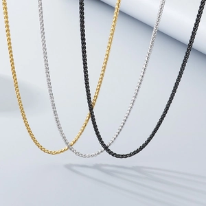 Geflochtene Weizenkette aus Titanstahl in den Farben Gold Silber und Schwarz