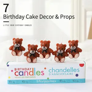 Cute Cartoon Bear Shape Birthday Candles Paraffin Wax Cake Topper For Children Birthday Party Decoration Ins Style Kawaii