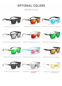 Multiple styles of KDEAM polarized sports sunglasses featuring various frame colors