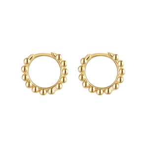 Minimalist S925 silver golden beaded hoop earrings for women with polished finish