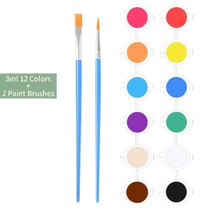 DIY Halloween mask painting kit with 12-color acrylic paint set and 2 artist brushes