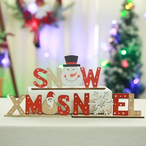 Christmas Wooden Letter Ornaments Desktop Decoration XMAS SNOW NOEL Signs Santa Snowman Elements Painted Plywood Rustic Holiday