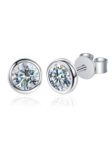 Detailed view of 925 silver moissanite stud earrings featuring classic butterfly backings