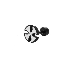 Minimalist black and white enamel cross stud earrings in polished stainless steel for women