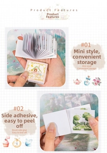 Detail of mini scrapbooking stickers with glue binding for easy page tearing
