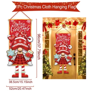 Christmas gnome door banner with 96cm x 52cm size specifications and hanging display