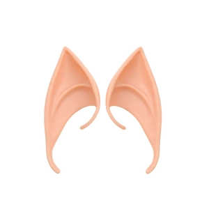 Detailed view of realistic soft silicone elf ears in skin tone for cosplay and props
