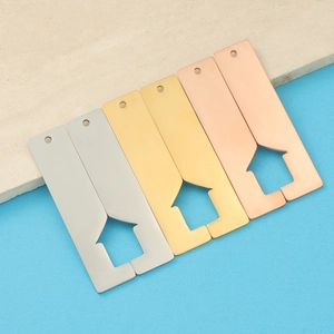 Stainless Steel Hollow House Rectangle Strip Pendants Mirror Polished DIY Jewelry Findings For Necklace Making Crafting