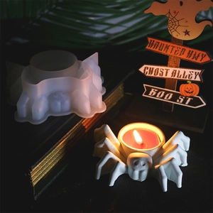 Spider Silicone Mold DIY Candle Holder Halloween Decoration Gothic Resin Casting Plaster Craft Tool Flexible