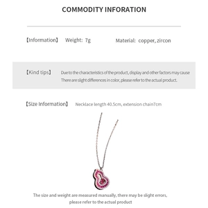 Spécifications détaillées de taille pour un collier pendentif gourde creuse avec zircon