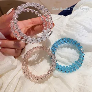Multi Layer Wrap Bracelet With Faceted Glass Crystal Beads And Rhinestone Alloy Spacers Elegant Jewelry For Women