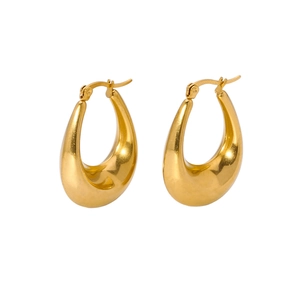 Classic gold teardrop chunky hoop earrings with polished stainless steel finish