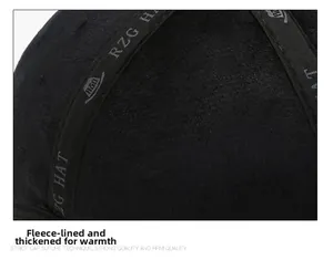 Detailed close-up of warm fleece lining and reinforced stitching for men's winter hat
