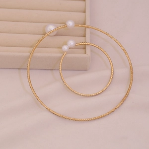 Elegant Faux Artificial Pearl Rhinestone Copper Necklace And Bangle For Women Simple Fashion Versatile Geometric Style Jewelry