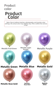 Close-up of 10 inch thickened metallic balloons in 9 assorted chrome shiny colors