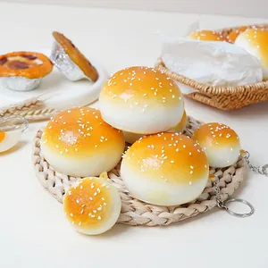 Simulation Bread Squishy Toy PU Slow Rebound Burger Bun Stress Relief Keychain Decoration Novelty Gift