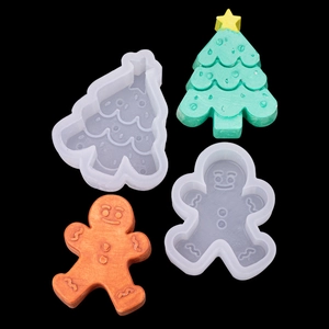 Christmas Tree Gingerbread Man Silicone Mold For Baking Cake Chocolate Mousse Candle Plaster DIY Ornament Making Craft