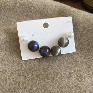 Lot de 6 paires de boucles d'oreilles en argent 925 avec perles blanches et opale résine