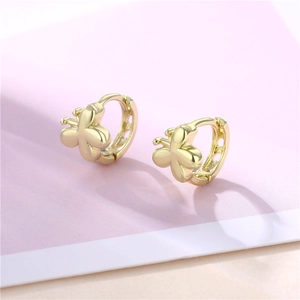 Butterfly Hoop Earrings Copper Gold Plated Hollow Mori Style Cute Artistic Gift For Women