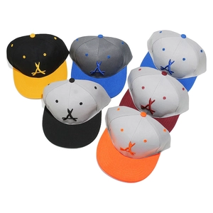 Flat brim baseball caps in six assorted colorways with premium 3D embroidery detail