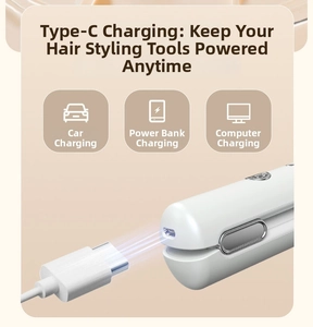 Detail of the Type-C charging port on the portable hair straightener showing USB charging