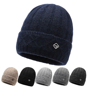 Women Men Casual Acrylic Knit Beanie Hat Winter Warm Folded Cuff Cable Knit Outdoor Fashion Solid Color Skull Cap