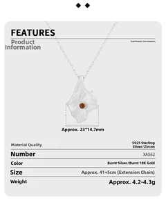 Detailed close-up of S925 sterling silver lava pendant with embedded brown zircon stone