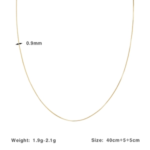 Detailed view of dainty gold S925 sterling silver chain necklace with 0.9mm width