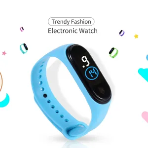 Waterproof light blue M4 LED digital sports watch with stylish silicone strap for men and women