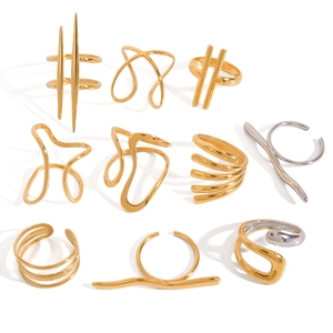 Anelli minimalisti geometrici in acciaio inossidabile oro e argento, design aperto