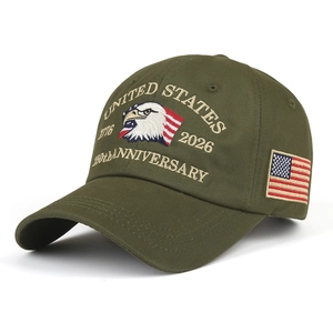 Gorra de béisbol verde oliva con bordado de águila del 250 aniversario y parche de EE. UU.