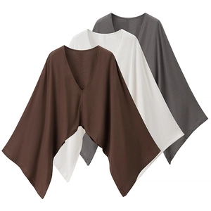Elegant V-neck batwing sleeve loose shirts in brown, white and charcoal grey colors