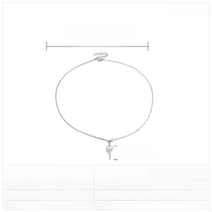 Detailed size chart of stainless steel heart key pendant necklace with 450mm chain length