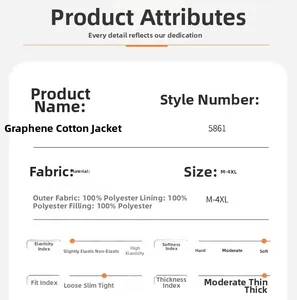 Detaillierte Größentabelle und Materialangaben für die Graphen-Thermoweste für Herren