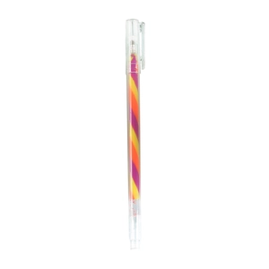 Rainbow gradient gel pen with transparent body and spiral multi-color ink for journaling
