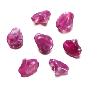 Deep rose red irregular acrylic beads with white sand textures for DIY jewelry making