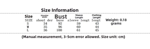 Detailed size chart with shoulder and bust measurements for solid color lace tie-up shirt