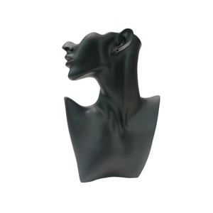 L-sized black jewelry mannequin bust for necklace display 27cm height matte resin