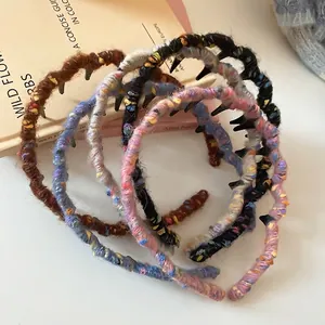 Hand-woven colorful wool knitted headbands with non-slip teeth for women fashion