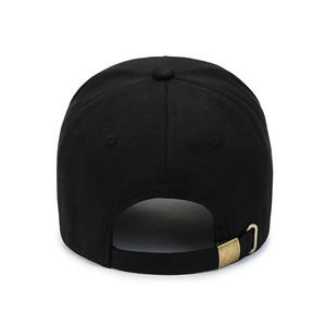 Classic black adjustable cotton baseball cap featuring vintage bronze metal buckle back