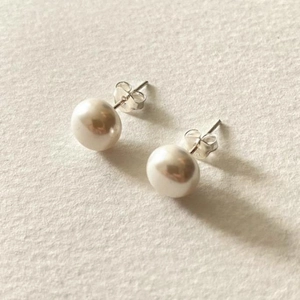 Round Artificial Pearl Stud Earrings With 925 Sterling Silver Earring Post Elegant Sweet Style Jewelry For Women
