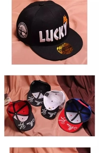 Détails de casquettes hip-hop multicolores avec broderie LUCKY et bord plat